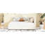 Lit de jour beige avec rangement, housse en lin, structure, aucun sommier nécessaire pour 2 grands tiroirs, fabrication en bois, économie