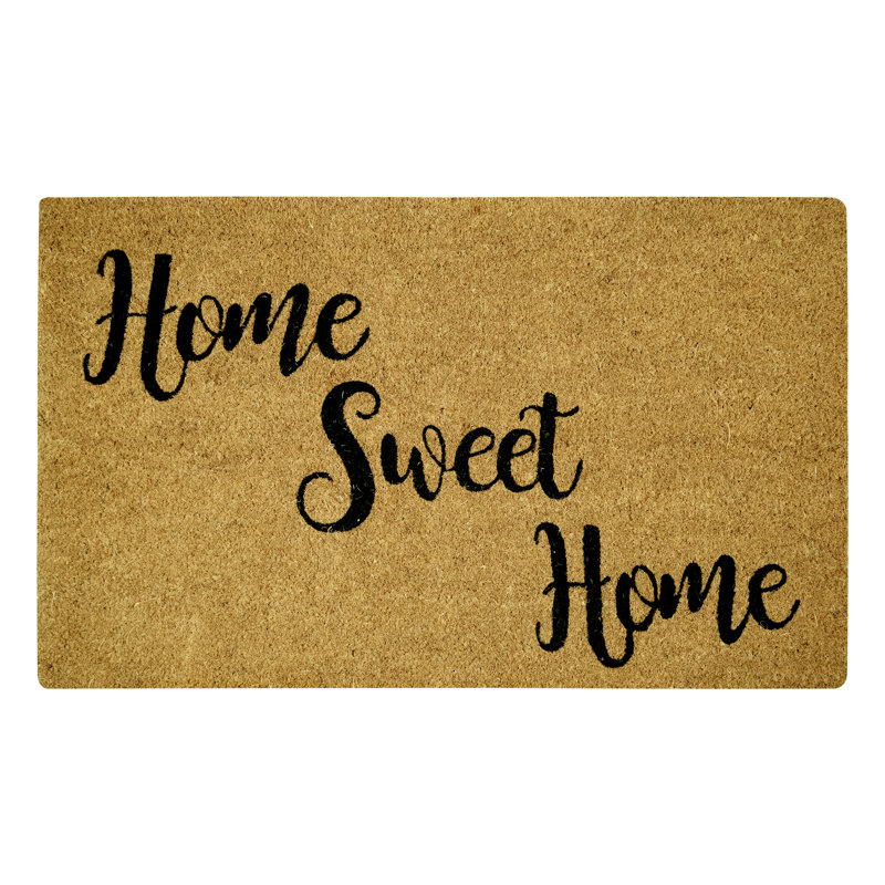 Clara Black Home Sweet Home Non-Slip Outdoor Coir Doormat, 22" W x 36" L