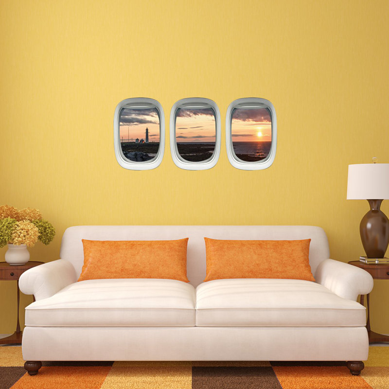 Décalcomanie murale 3 pièces avion