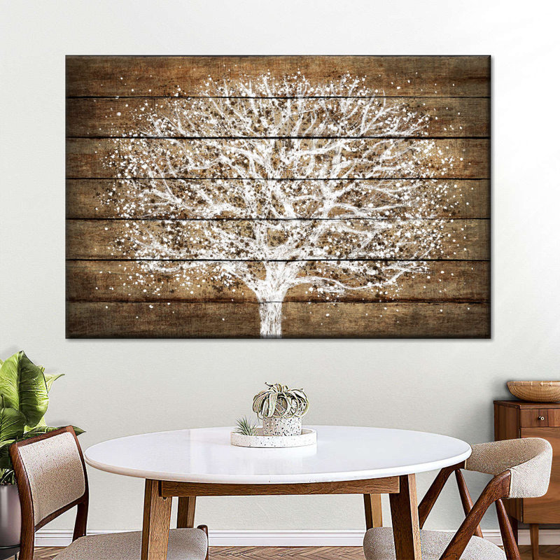Éclaboussure d'arbre sur bois, H 26 po x l 39 po x P 1,25 po