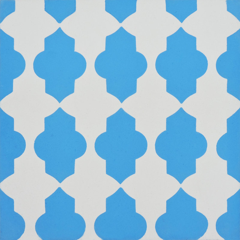 Tafraout 8" x 8" Cement Patterned Wall & Floor Tile, Blue/White