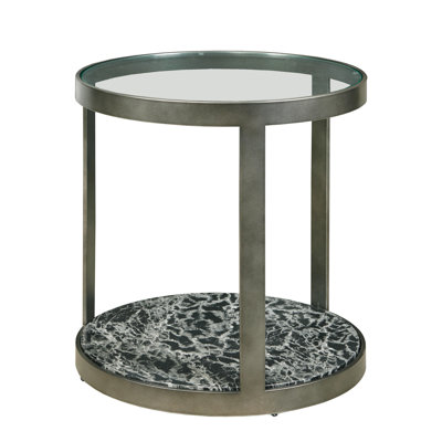 ROUND GLASS TOP END TABLE