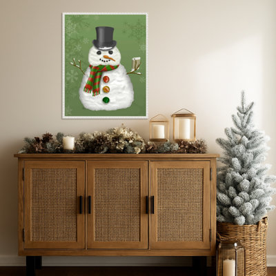 Snowman Selfie by Fab Funky Framed Canvas Wall Art Print