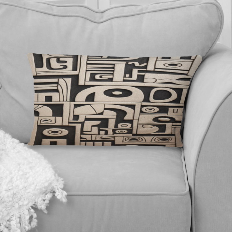 Coussin Tribal Sculptures en noir et blanc