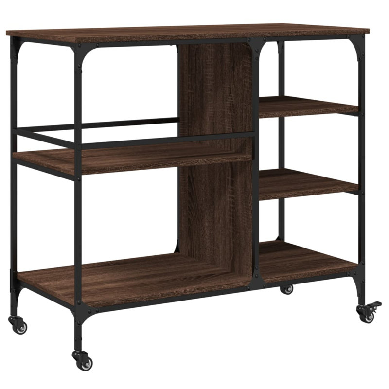Ventre Metal Bar Cart, Brown Oak