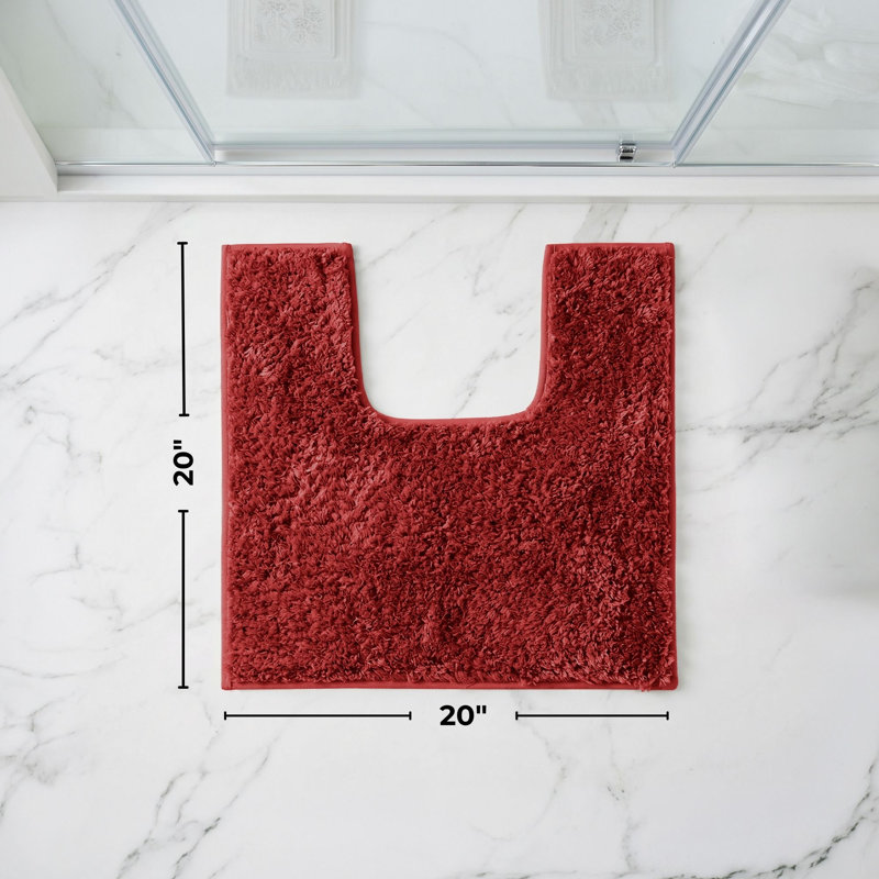 Tapis 100% polyester de la collection Better Trends Haven, tapis de toilette en forme de U, envers TPR antidérapant, 20 po x 20 po, doux, absorbant et à séchage rapide, rouge