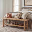 Farmhouse Solid Wood Bedroom Bench, 2-Tier Rustic Bed End Bench With Lower Storage Shelf-2048265405