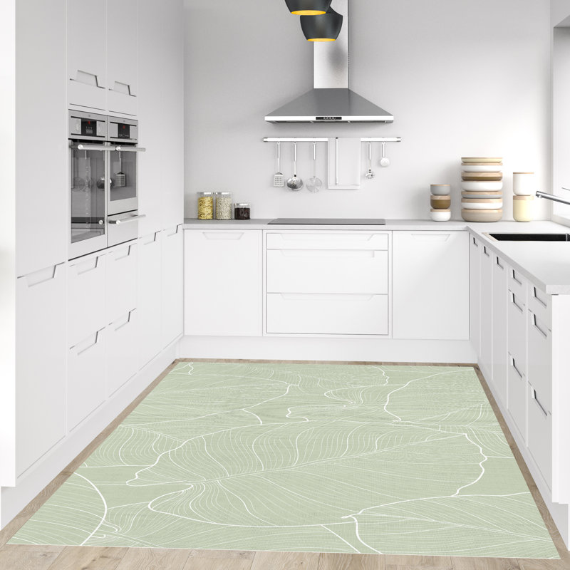 Amaiah Vinyl Machine Printed Area Rug, Rectangle 3'3.4" x 4'4.4"