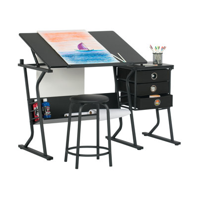 Eclipse Ultra Drafting Center Craft Table and Stool