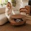 Table basse à plateau relevable 43,3 po avec rangement caché, table basse ovale moderne en noyer pour le salon