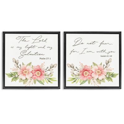 Ensemble de 2 toiles flottantes Uplifting Faith Proverbs with Blooms, design par Marcus Prime