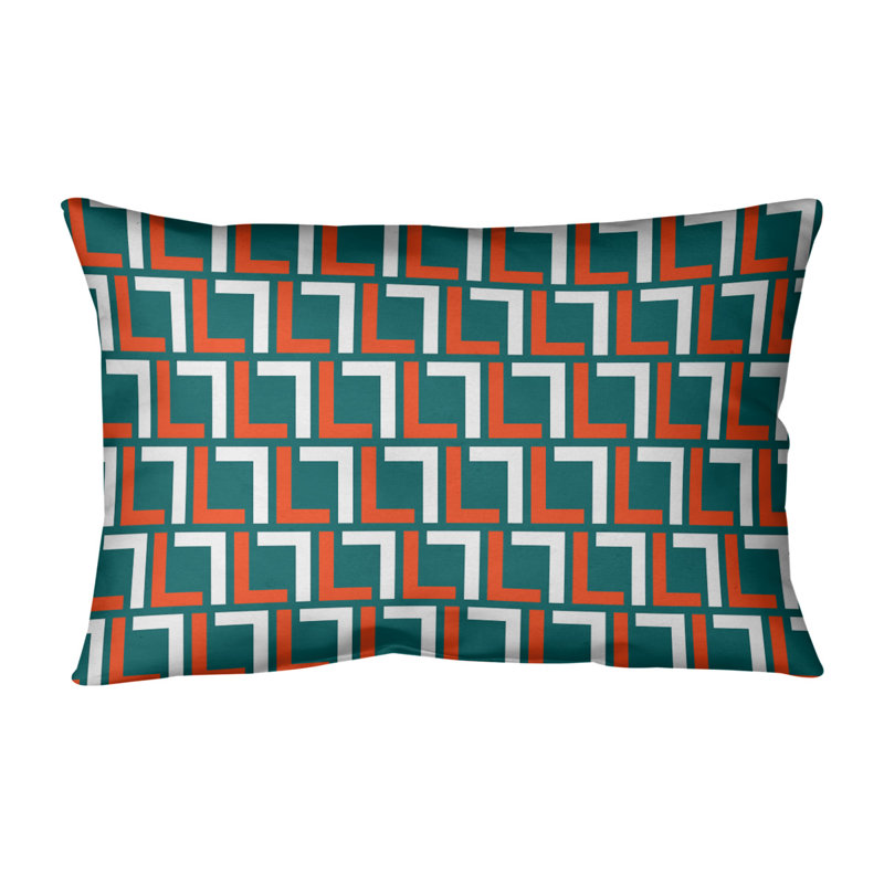 Housse de coussin rectangulaire Miami Football, Croisé en coton, Turquoise / orange / blanc
