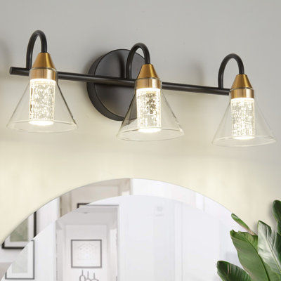Pinckneyville 3 - Light Dimmable Bubble Crystal LED Light Vanity Light Bathroom Light