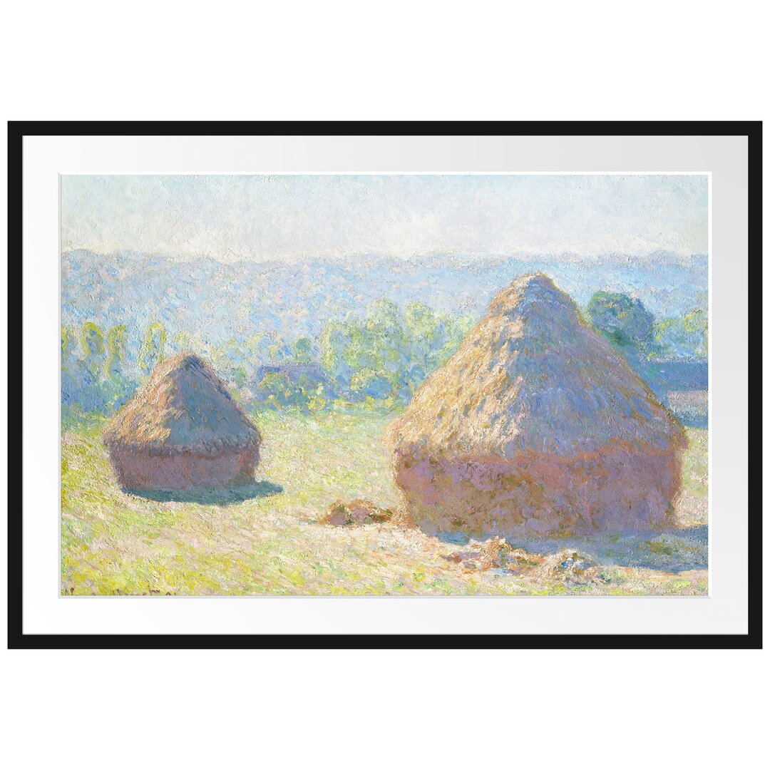 Gerahmter Kunstdruck Haystack Summer End von Claude Monet