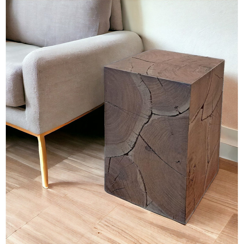 20" Black Distressed Solid Wood Square End Table