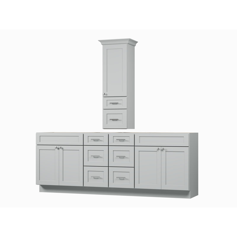 Meuble-lavabo double 90 po avec comptoir Disar, Gris