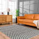 Addy Geometric Handmade Flatweave Recycled P.E.T. Area Rug in Black/White