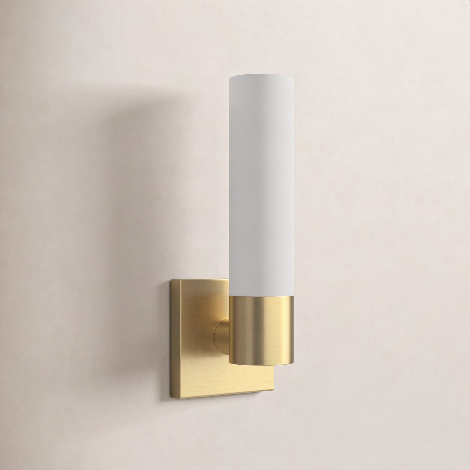 Fulton Single Light Glass Dimmable Armed Sconce, Satin Brass