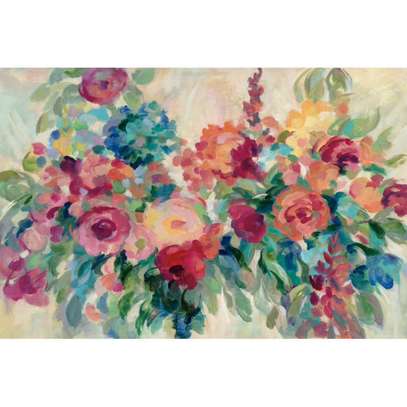 «Flower Market» par Silvia Vassileva - peinture sur toile tendue, H 24 po x l 36 po