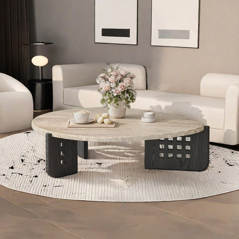Modern Minimalist Egg-Shaped Coffee Table, Black