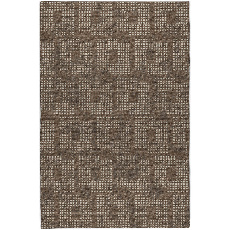 Premium Machine Washable Dream Shag  Squares Rug, 8' x 10', Brown