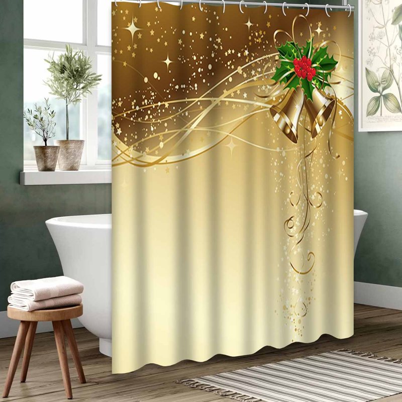 Rideau de douche imperméable doré, rideaux de douche pour la salle de bain avec 12 crochets, 72" L x 72" W