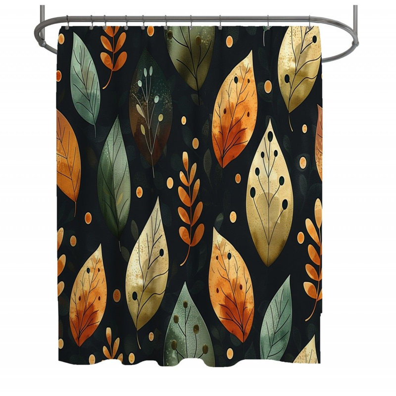 Rideau de douche à motif de feuilles - Décoration de salle de bain, H 73 po x l 70 po