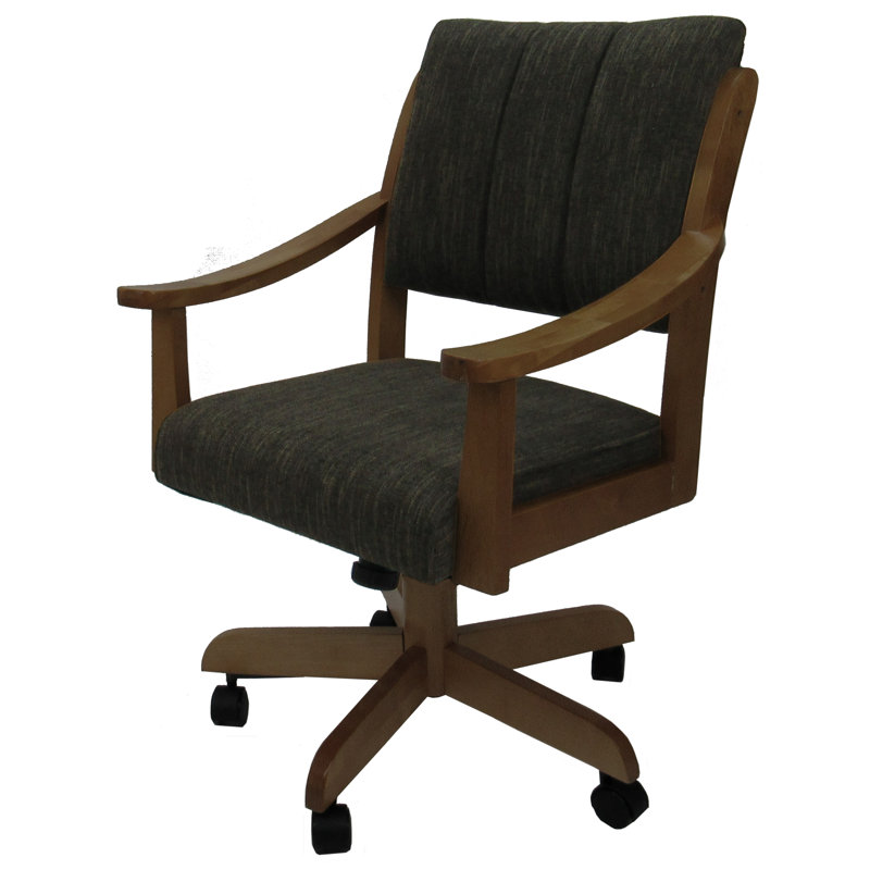 Evteka Dining Caster Chair with Arms, Sanora Brown, Dark Brown
