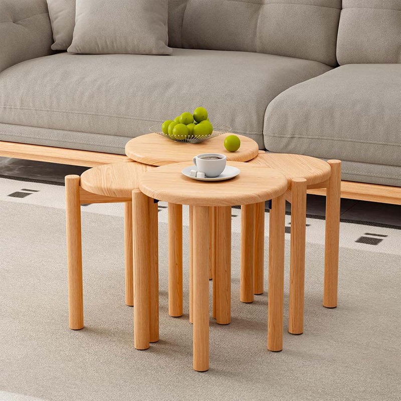 Stools Set Of 4 Wooden Stools Stool Nesting Side Tables Nesting Coffe Table Sturdy And Durable,No Installation Required,Top Stackable Stool For Saving Space(Bar Stools)