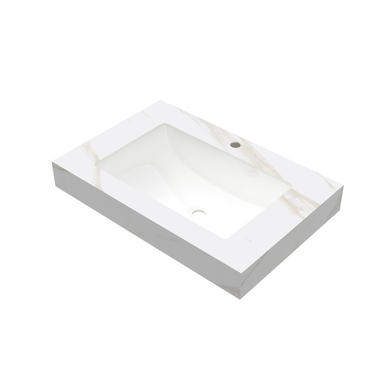 Calacatta Gold Sintered Stone Countertop And Undermount Ceramic Basin, NO Cabinet, NO Faucet And Drain, Suitable For Vanity Frigga