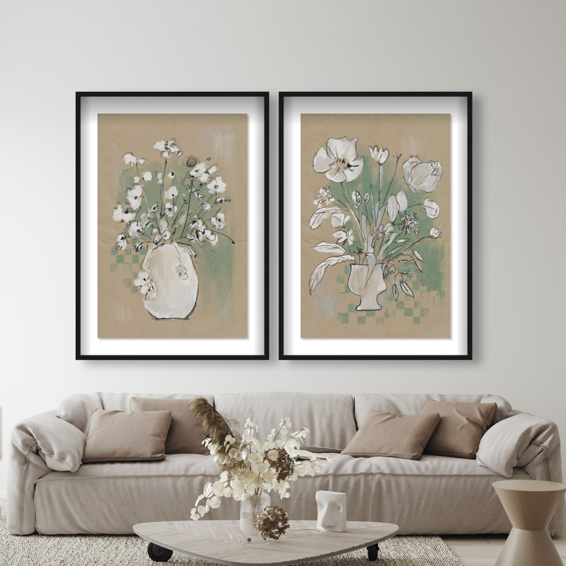 Spring Energy Set Shadowbox Floral & Botanical Print by Oliver Gal, Black Frame, 10 x 15, 55.5" H x 37.5" W, Black Shadowbox