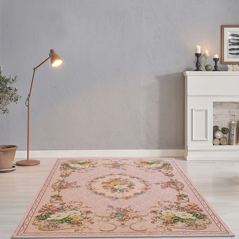 , Light pink Flomi Florence Oriental Machine Woven Area Rug, Rectangle 60 x 90cm