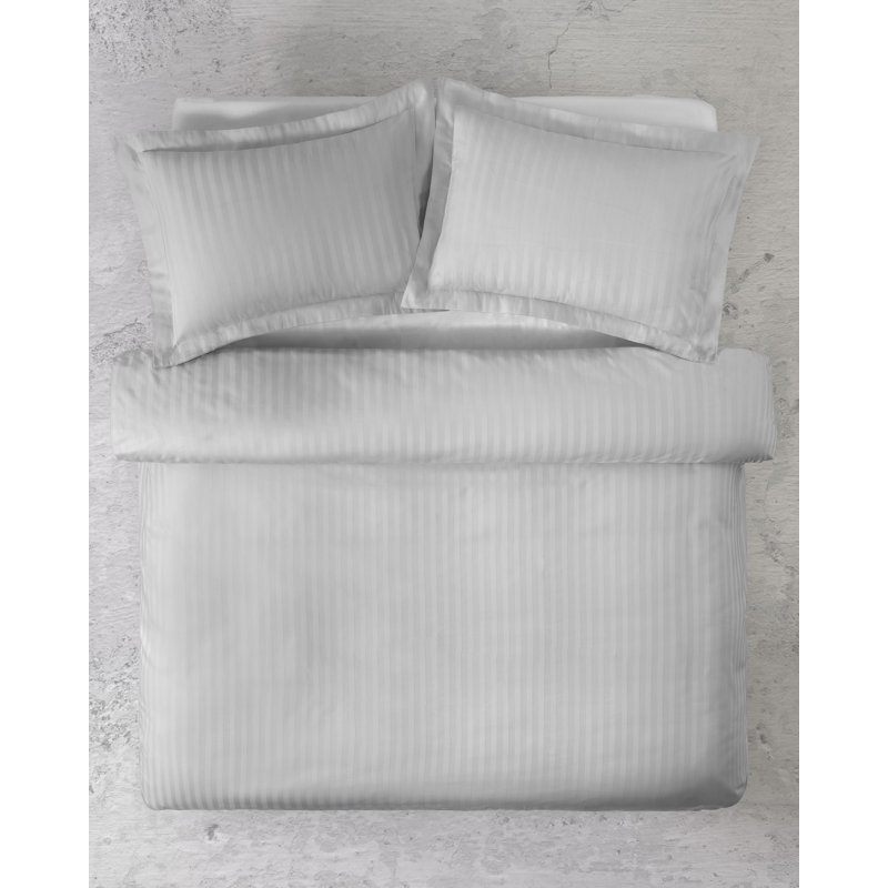Ensemble de valise satinée à rayures, Housse de couette pour très grand lit et 2 très, Gris