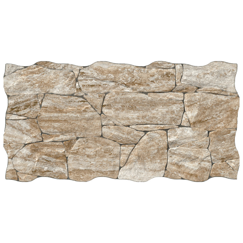Caldera Roques 13" x 25" Porcelain Stone Look Wall & Floor Tile, Brown