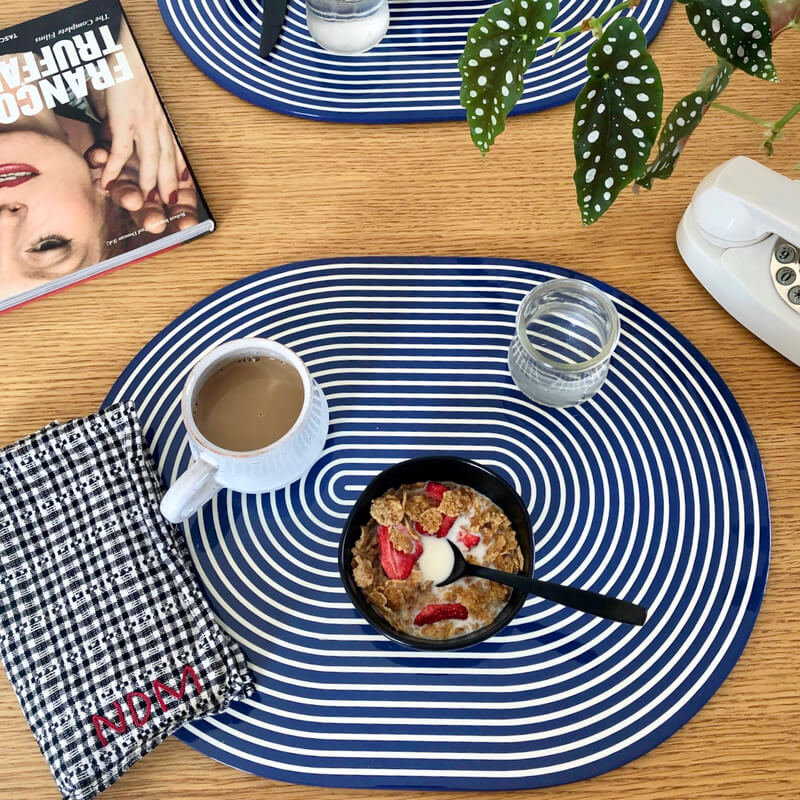 Lacquer Stripe Placemats, Plum/White
