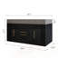Meuble-lavabo flottant simple contemporain avec comptoir en faux marbre, lavabo en céramique et beaucoup de rangement pour une salle de bain moderne et sans encombrement.
