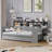 Wooden Daybed with Storage Shelves, Multi-functional Bed with Twin Size Trundle Bed and  Study Desk-1200228296