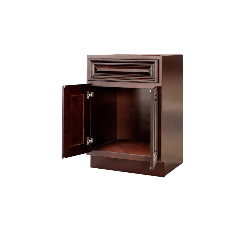 Base de meuble-lavabo sur pied simple l 24 po prêt à assembler, Espresso de minuit
