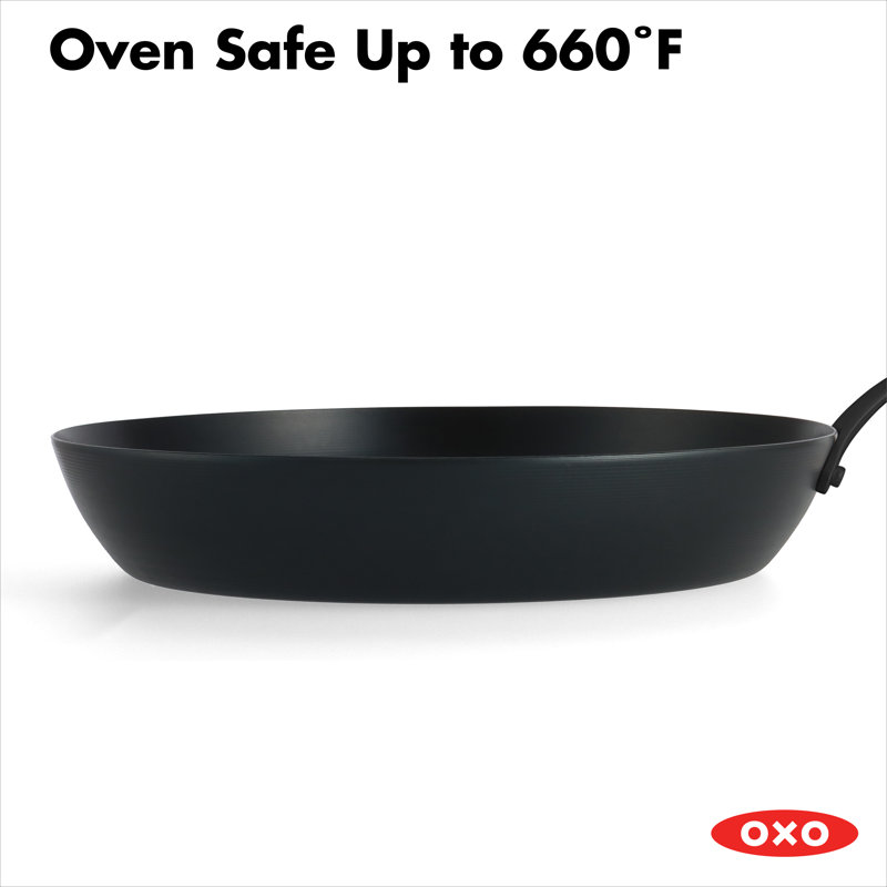 OXO Obsidian Pre-Seasoned Carbon Steel 10" Open Frypan, 12" W