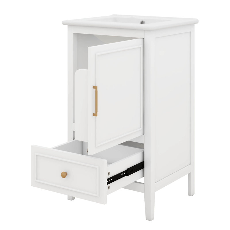 Meuble-lavabo de 20 po avec lavabo, meuble de rangement autoportant avec porte à fermeture douce, support de porte et tiroir