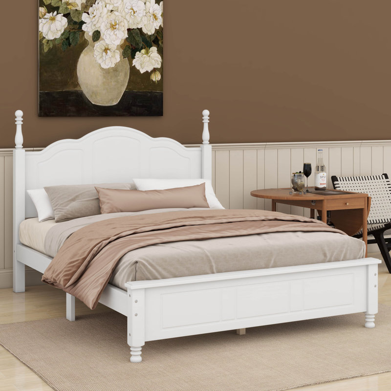 Lit plateforme Mariacamila, Blanc, Double