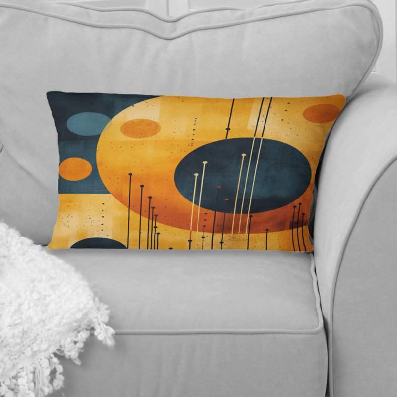 Abstrait Mid-Century à motif géométrique abstrait orange rétro II