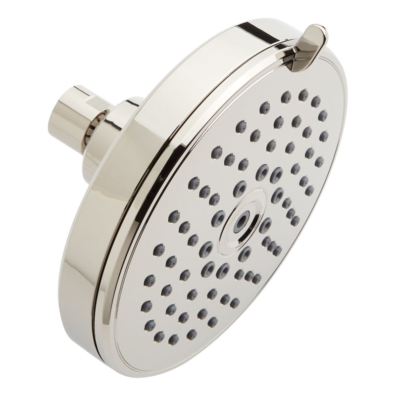 Pomme de douche ronde multifonctionnelle 2,5 GPM 6 po, Nickel poli