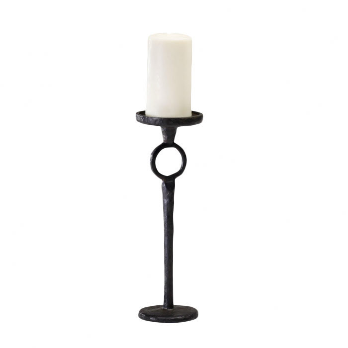 Duke 13'' Black Iron Contemporary Candelabra with Rust Finish