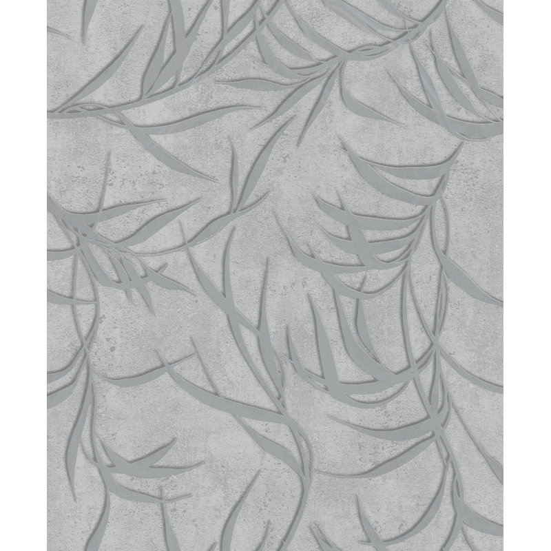 Kavalier Metallic Leaf 10.05M X 53Cm Wallpaper Roll, Grey/Silver