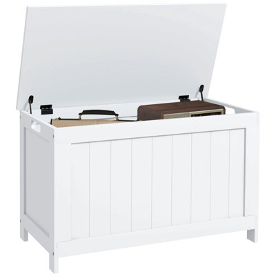 Storage Chest W/ 2 Safety Hinges, Wooden Box