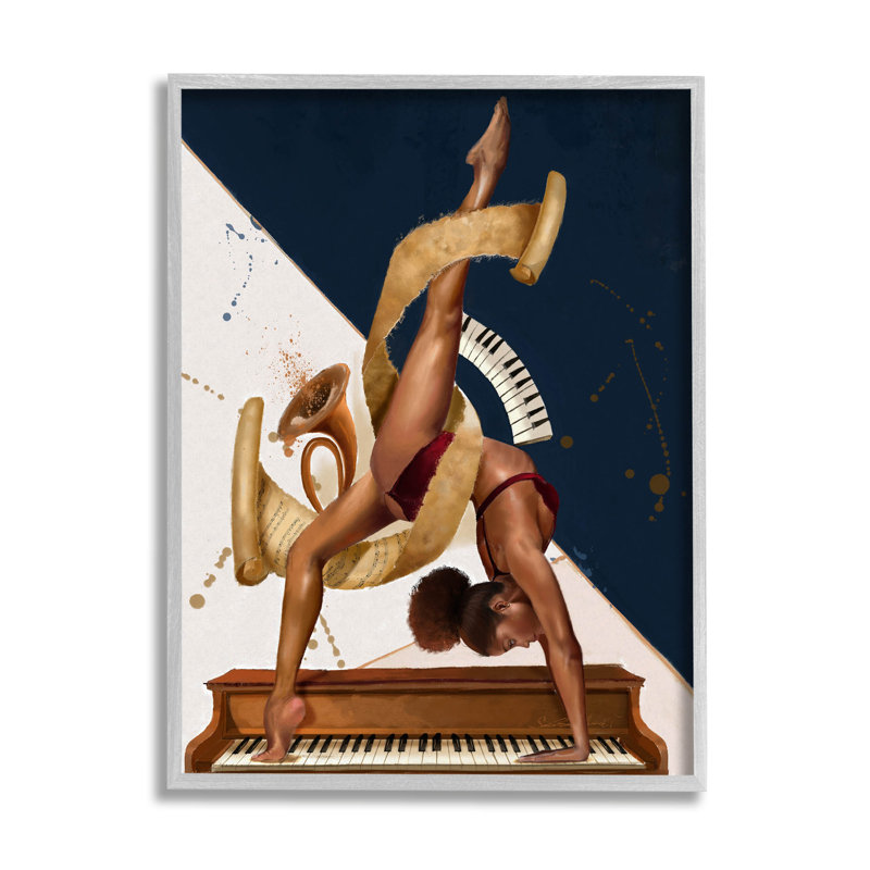 «Gymnastic Musician Girl Instruments», art de la giclée encadrée par Salaam Muhammad, H 14 po x l 11 po x P 1,5 po