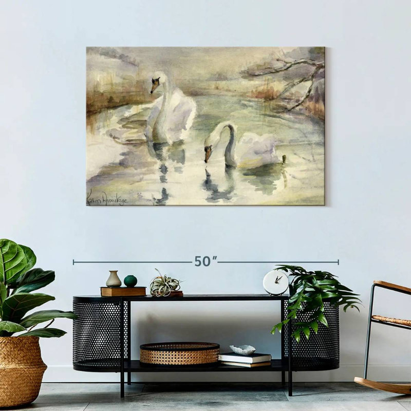 Cygnes en hiver, H 30 po x l 45 po