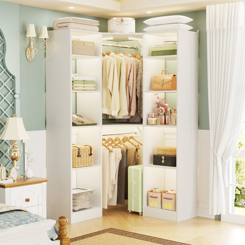 Système d'organisation 39 po x 39 po avec 12 tablettes et 2 tringles de suspension, Blanc