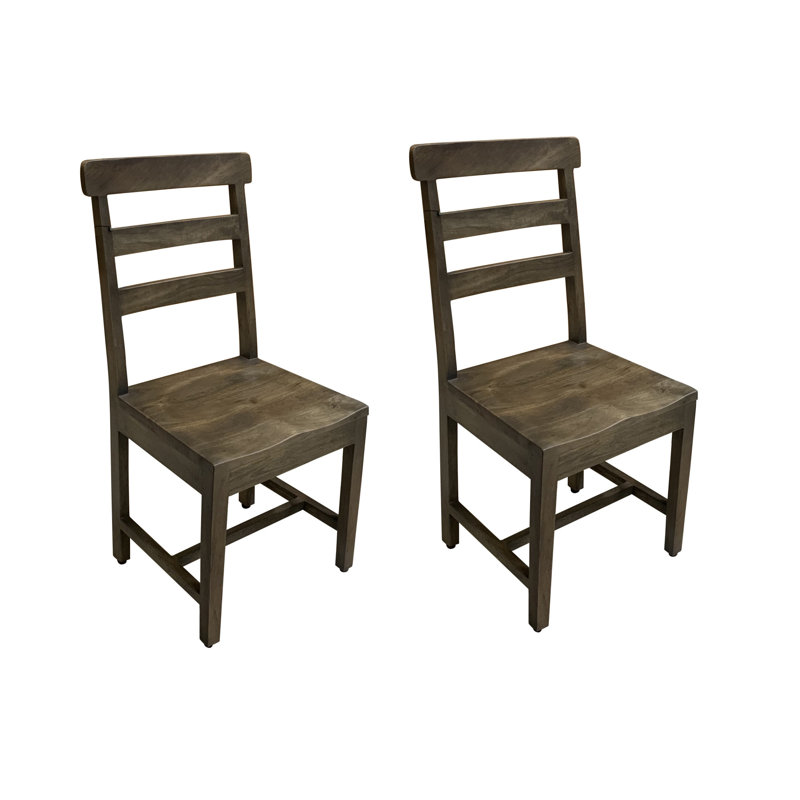 Ensemble de deux chaises d'appoint à dossier échelle en bois brun foncé